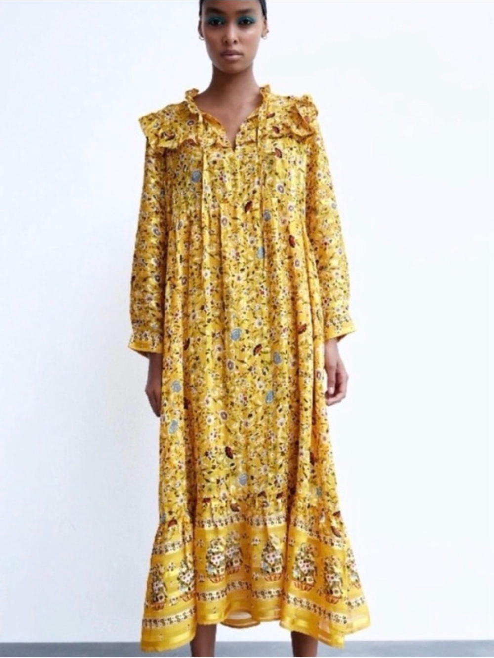 Zara Yellow Floral Maxi Dress